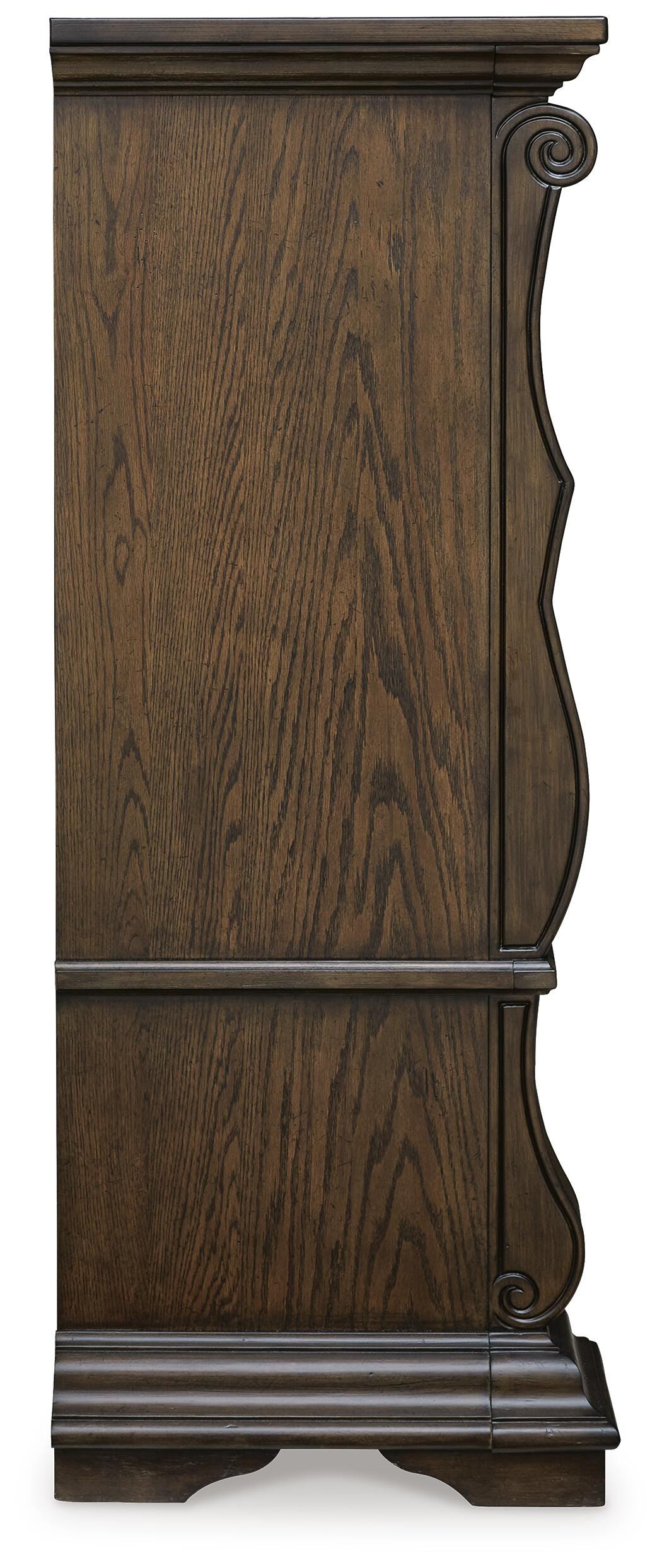 Maylee King Upholstered Bed, Dresser, Mirror, Chest and 2 Nightstands