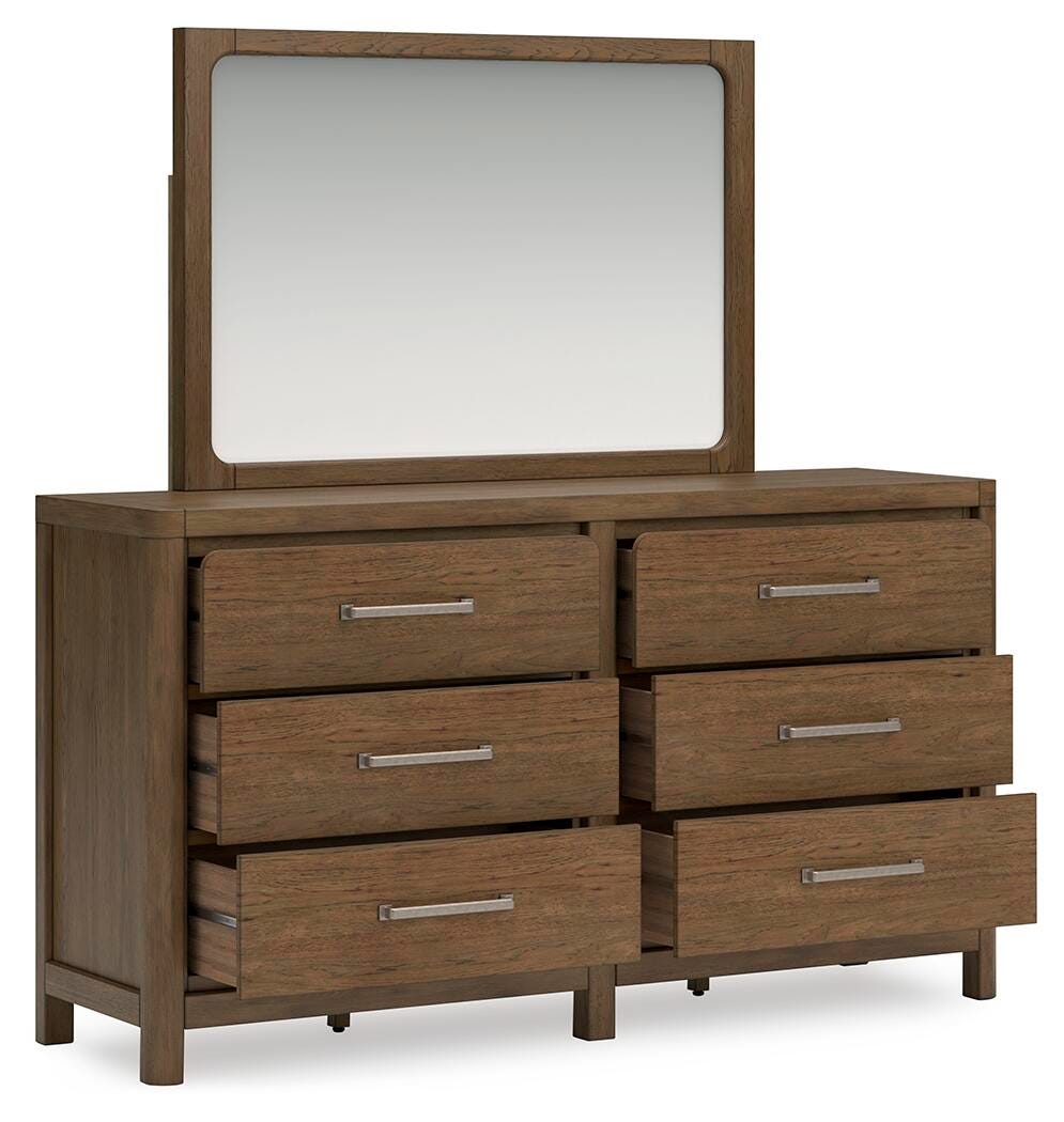 Cabalynn California King Panel Bed with Storage, Dresser and Mirror
