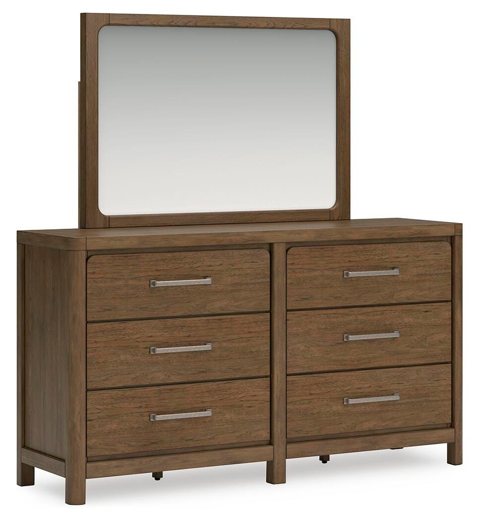 Cabalynn California King Panel Bed with Storage, Dresser and Mirror