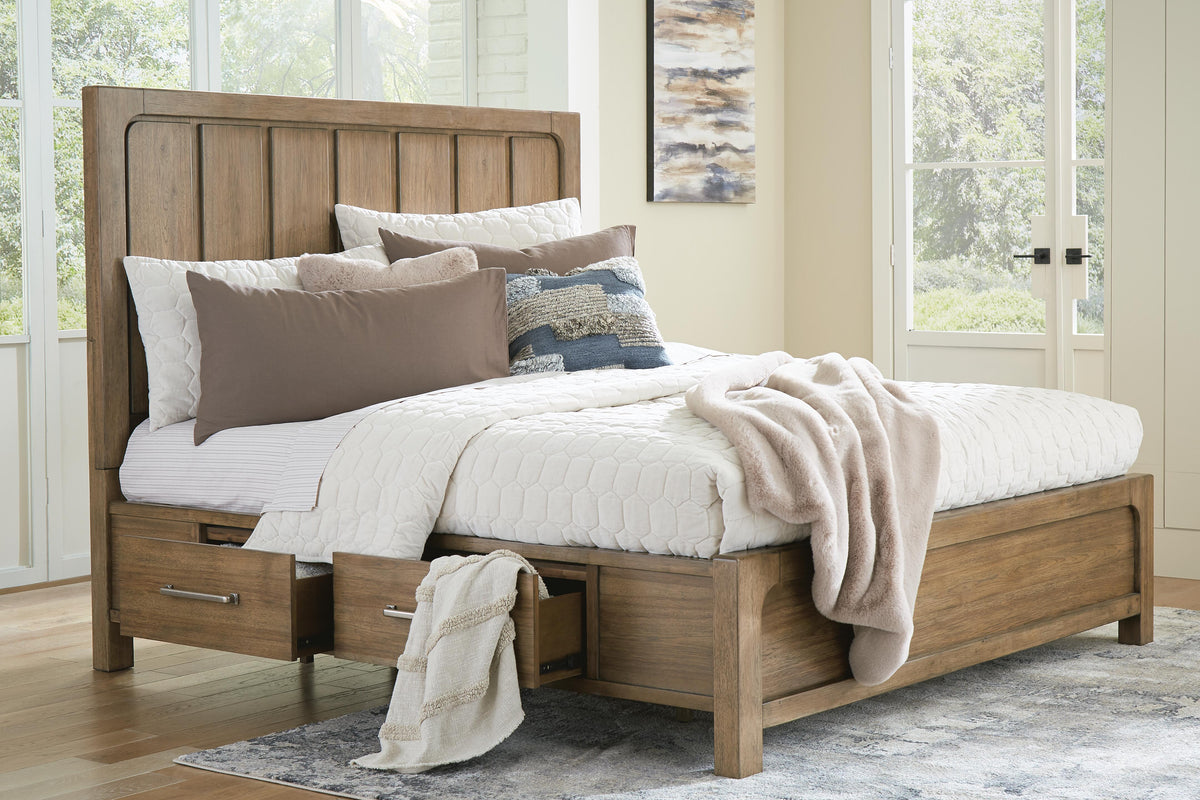 Cabalynn King Panel Bed with Storage, Dresser and Mirror