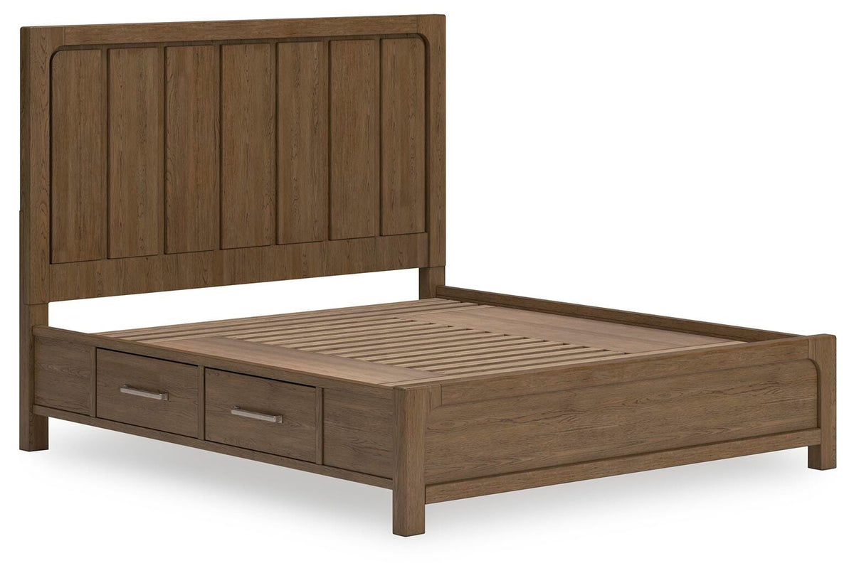 Cabalynn California King Panel Bed with Storage, Dresser and Mirror