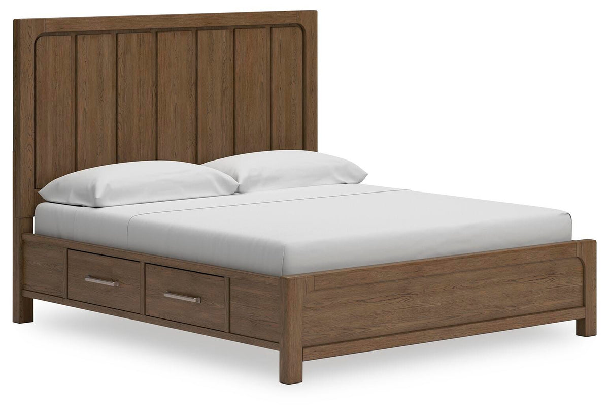 Cabalynn California King Panel Bed with Storage, Dresser and Mirror