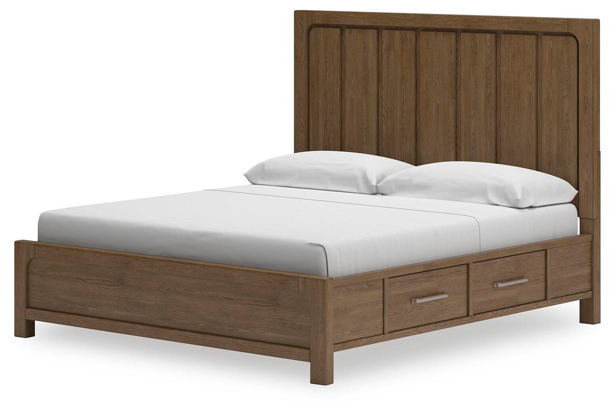 Cabalynn King Panel Bed with Storage, Dresser and Mirror