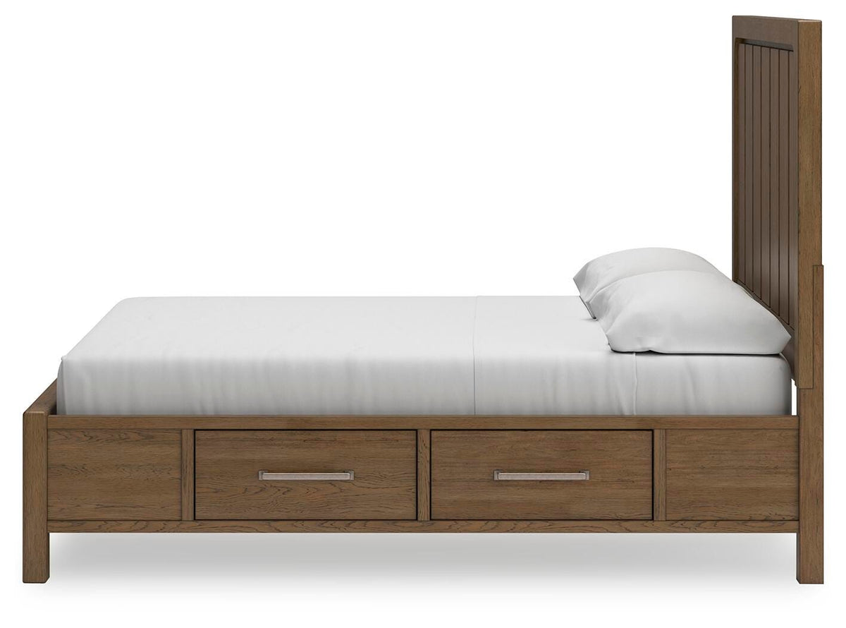 Cabalynn King Panel Bed with Storage, Dresser and Mirror