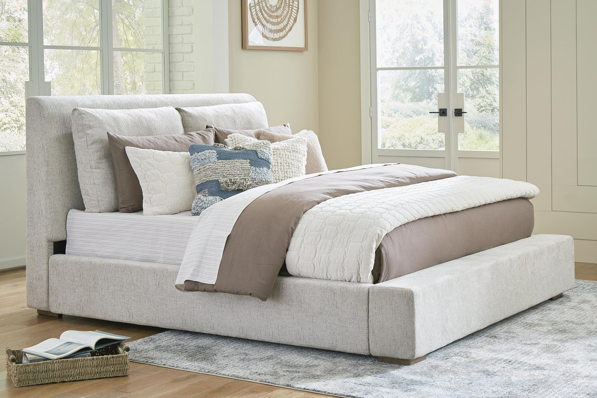 Cabalynn King Upholstered Bed, Dresser, Mirror and Nightstand