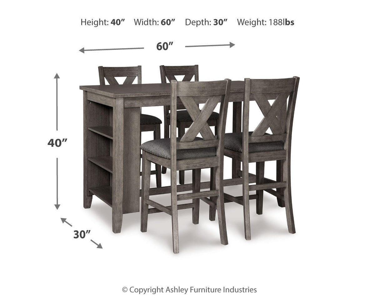 Caitbrook Counter Height Dining Table and 4 Barstools