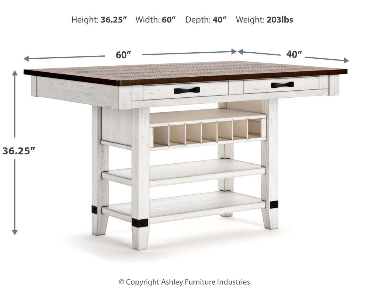 Valebeck Counter Height Dining Table and 6 Barstools
