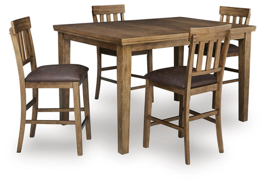 Urbinforte Counter Height Extension Dining Table and 4 Barstools