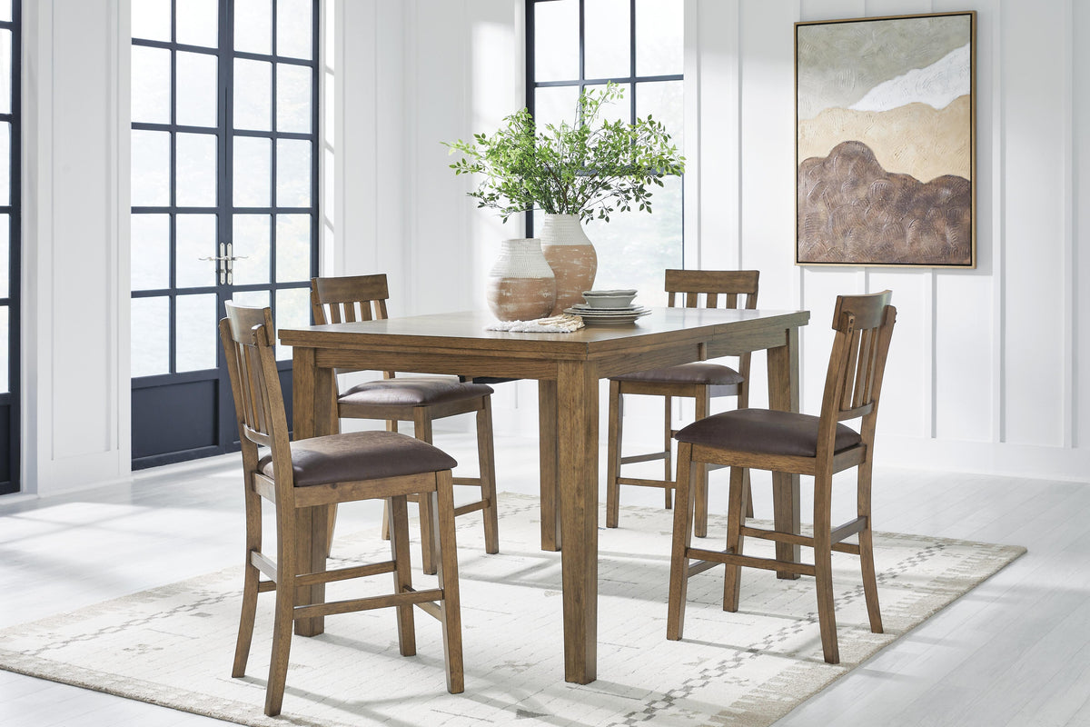 Urbinforte Counter Height Extension Dining Table and 4 Barstools
