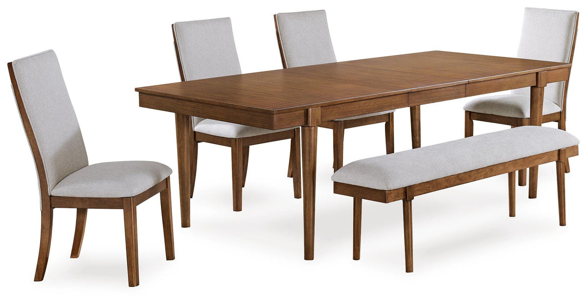 Lyncott Extension Dining Table, 4 Chairs and Bench