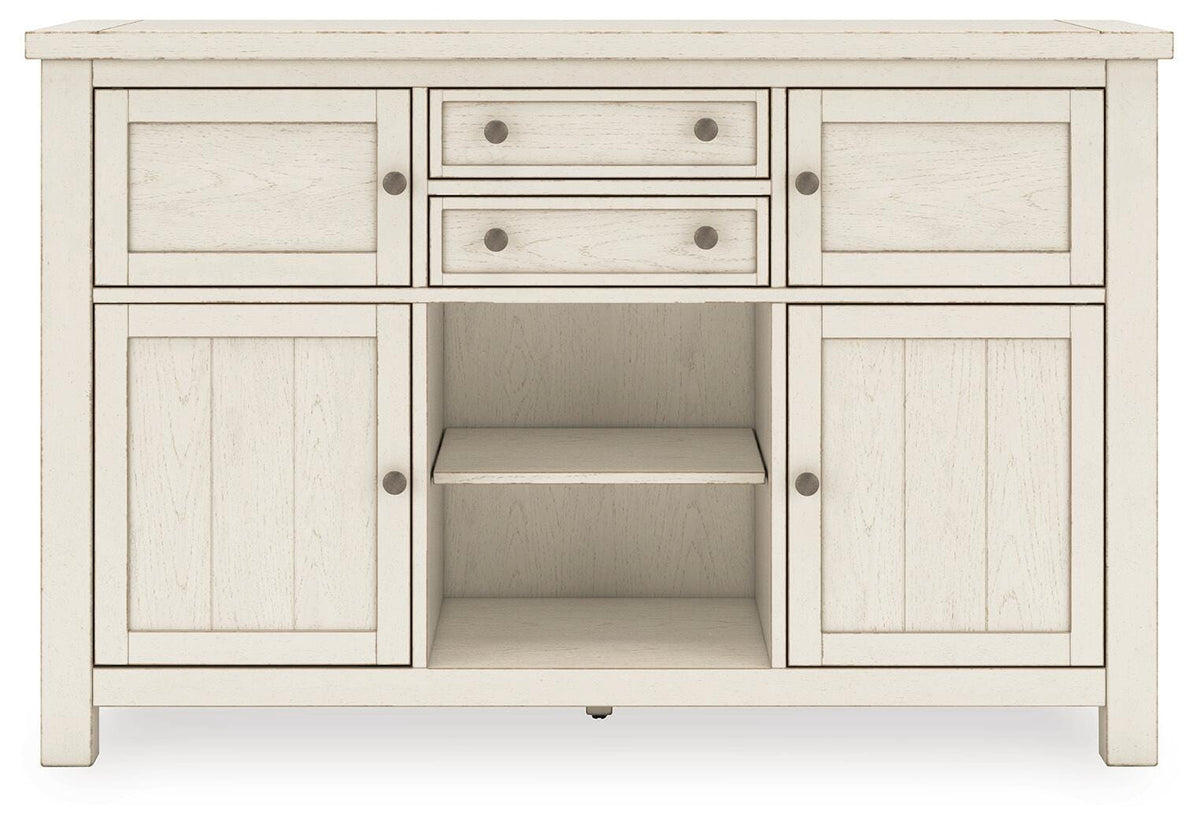 Robbinsdale Counter Height Dining Table, 2 Barstools, Bench and Server
