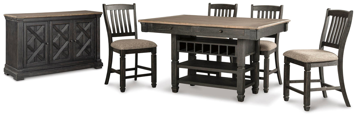 Tyler Creek Counter Height Dining Table and 4 Barstools with Server