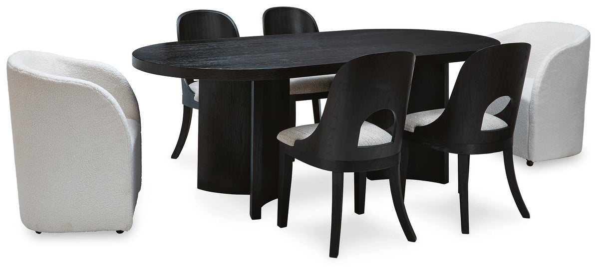 Rowanbeck Dining Table, 2 Arm Chairs and 4 Side Chairs