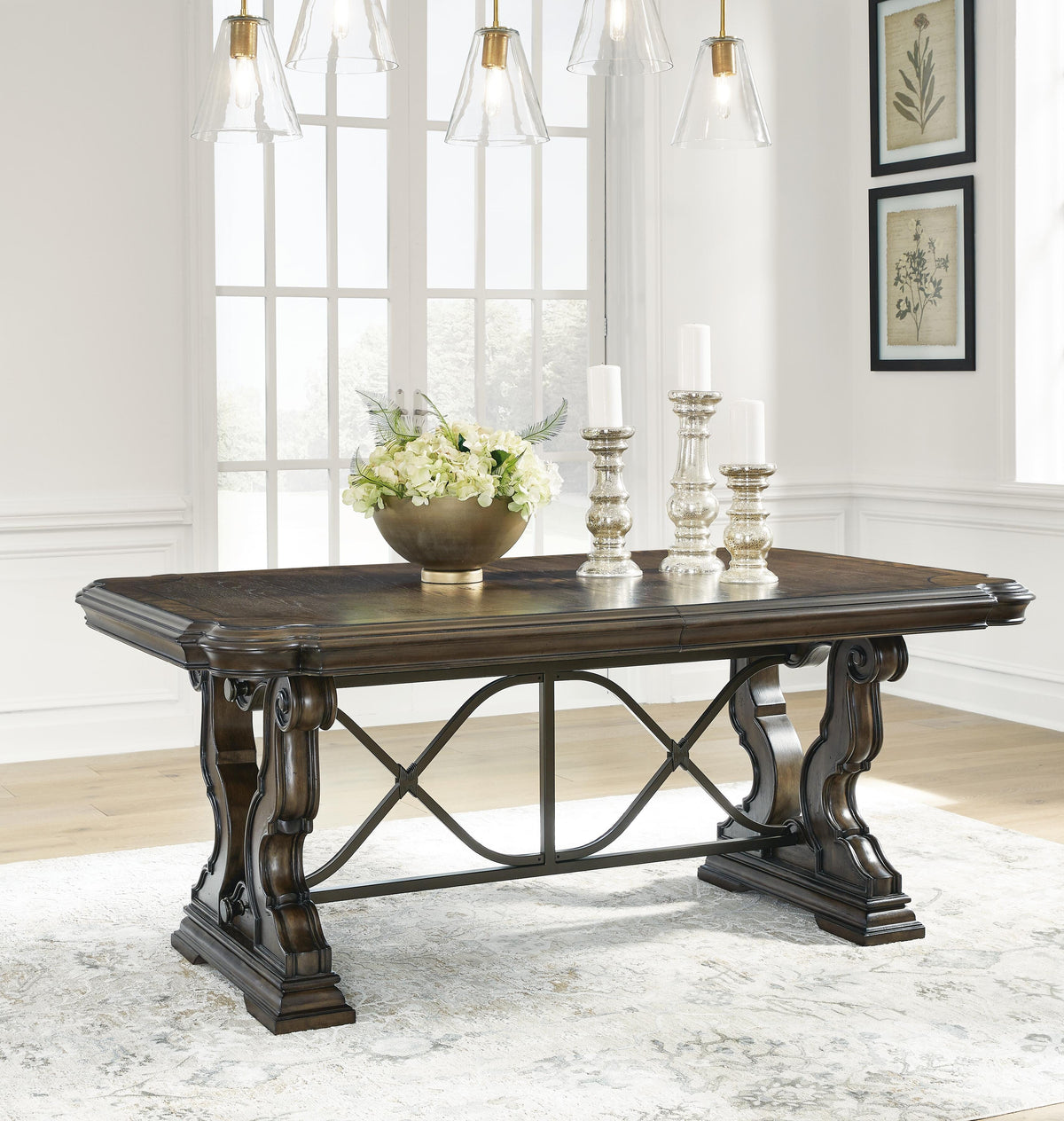 Maylee Dining Table, 6 Chairs and Bench