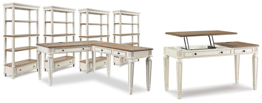 Realyn Lift-top Desk, L-shaped Desk and 4 Bookcases