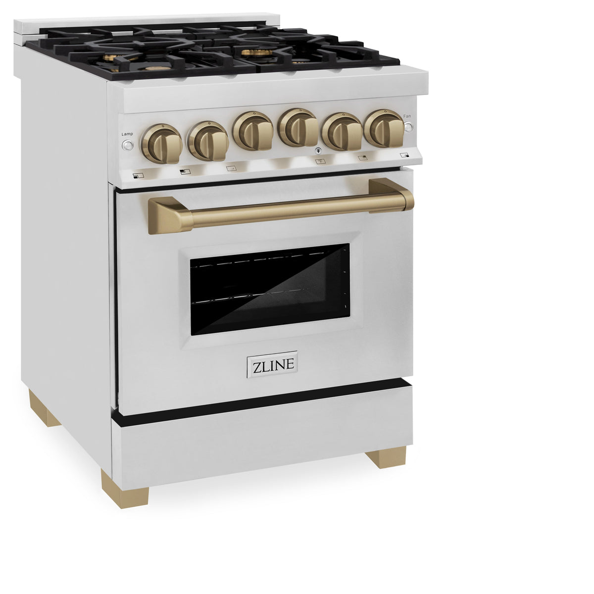 ZLINE RGZ-24-CB - 24" Professional Freestanding Gas Range with 4 Italian Burners and 2.8 cu. ft. Convection Oven in White with Gold Accents