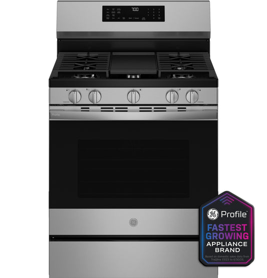 GE Profile PGF700AYFS - GE Profile™ 30” Smart Free-Standing Gas Convection Range with No Preheat Air Fry and EasyWash™ Oven Tray