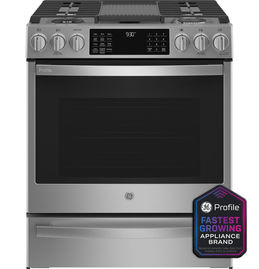 GE Profile PGS930YPFS - GE Profile™ 30" Smart Slide-In Front-Control Gas Fingerprint Resistant Range with No Preheat Air Fry