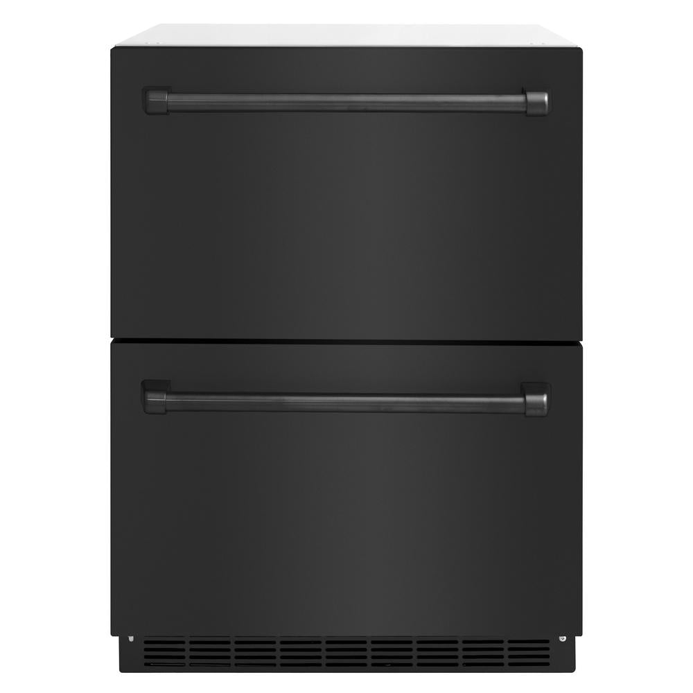 ZLINE RDSO-BS-24 - ZLINE 24 in. Touchstone 168 Can Outdoor-Rated Dual Refrigerator Drawer with Black Stainless Steel Doors (RDSO-BS-24)