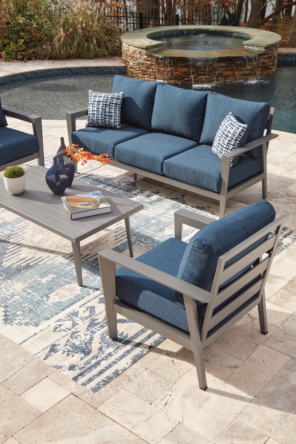 Gali Outdoor Sofa/Chairs/Table Set (Set of 4)