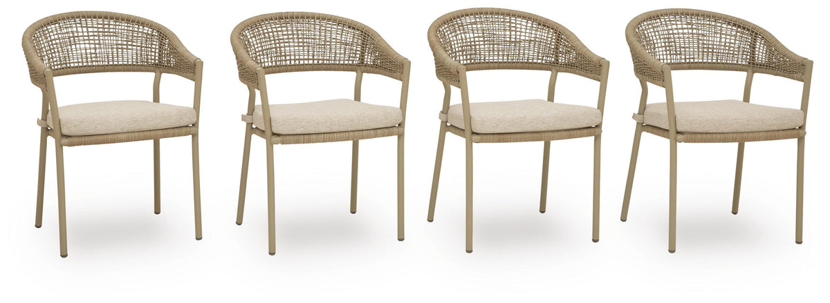 Orchard Beach Outdoor Arm Chair with Cushion (Set of 4)