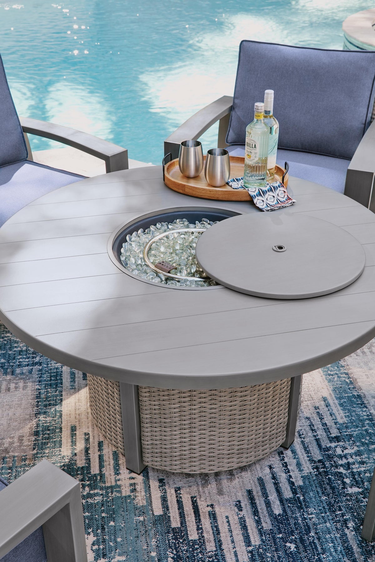 Half Moon Beach Outdoor Fire Pit Table