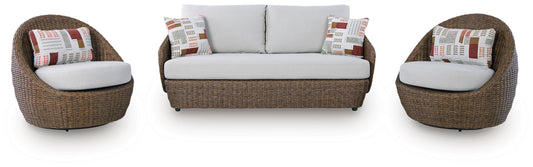 Double Point Outdoor Loveseat/2 Swivel Chairs (Set of 3)