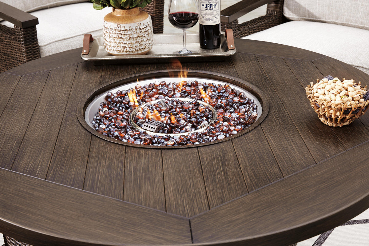 Paradise Trail Outdoor Fire Pit Table with 4 Lounge Chairs