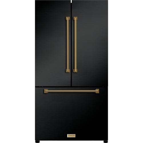 Thor RF3621CTD00-BRZ - 36 Inch 20.3 cu ft French Door Counter Depth Refrigerator with Ice Maker in Black/Bronze | Gordon Ramsay Series