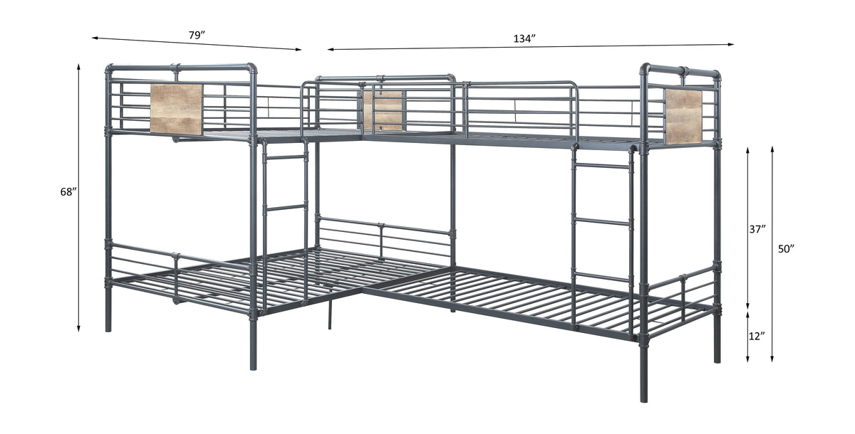 Cordelia L Shape Bunk Bed (T/T/F/F)