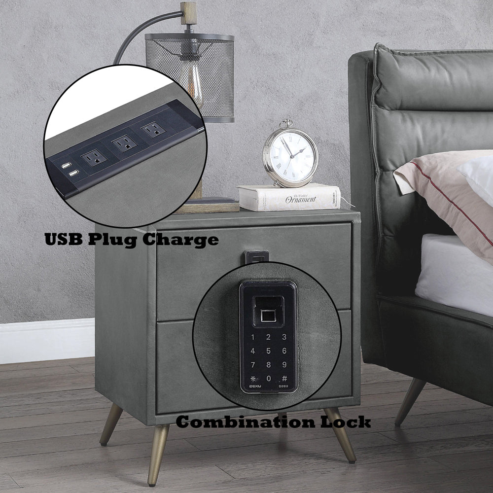 Doris Nightstand w/USB Port & Electric Lock