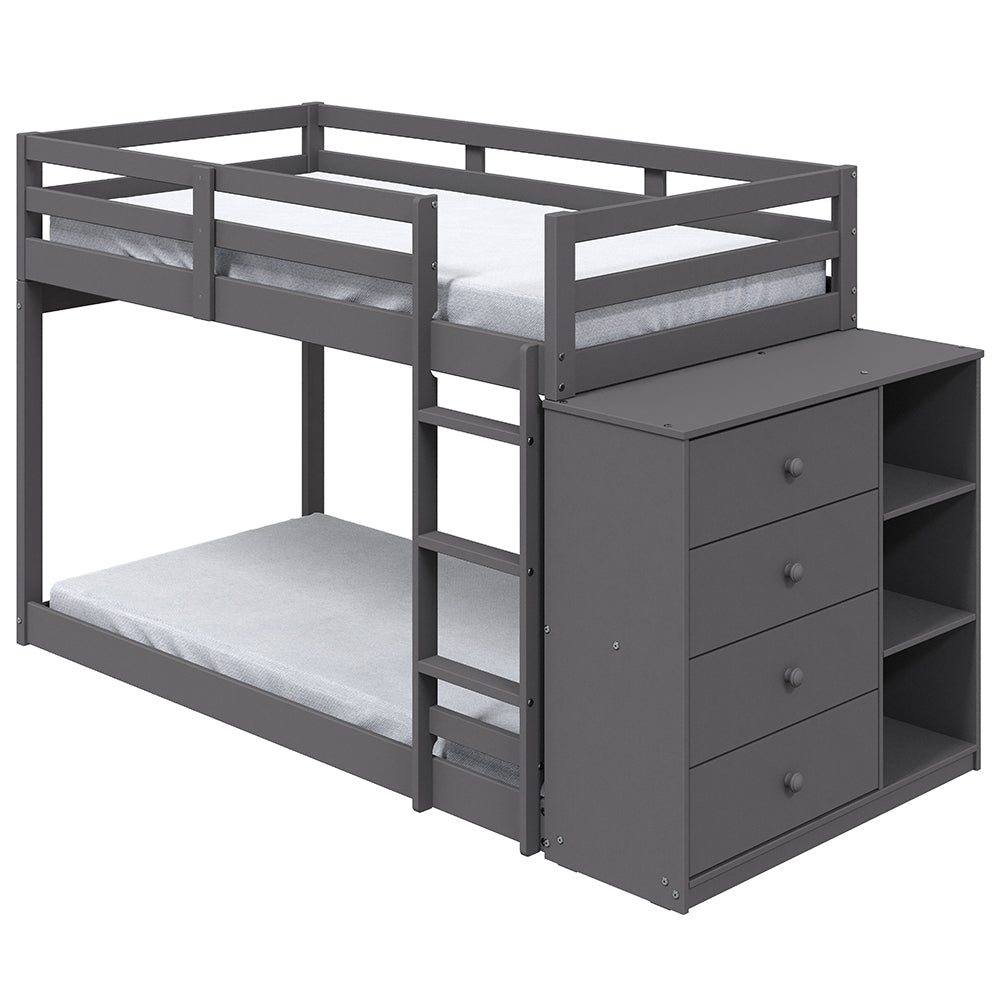 Gaston Bunk Bed (T/T) w/4 Drawers & 3 Compartments