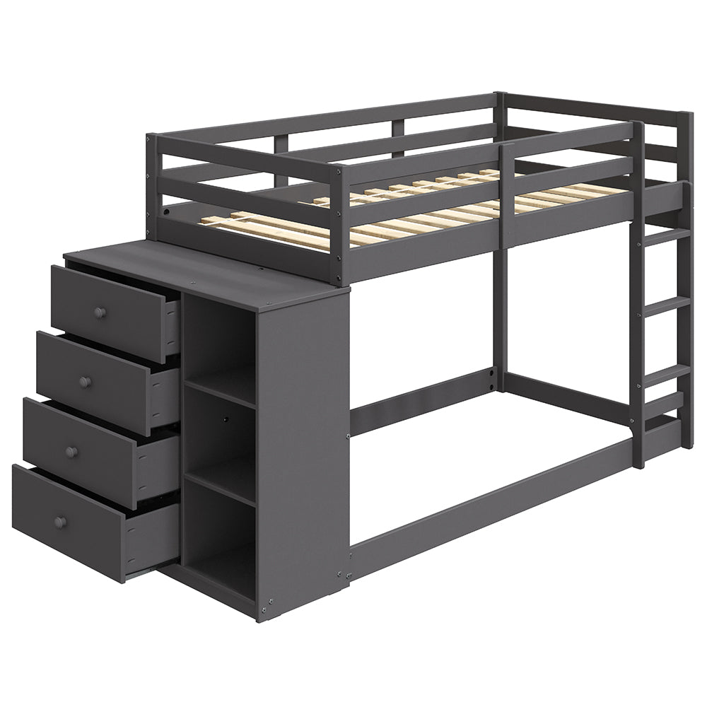 Gaston Bunk Bed (T/T) w/4 Drawers & 3 Compartments