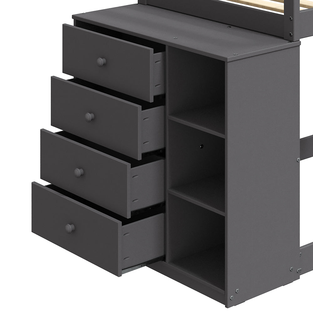 Gaston Bunk Bed (T/T) w/4 Drawers & 3 Compartments