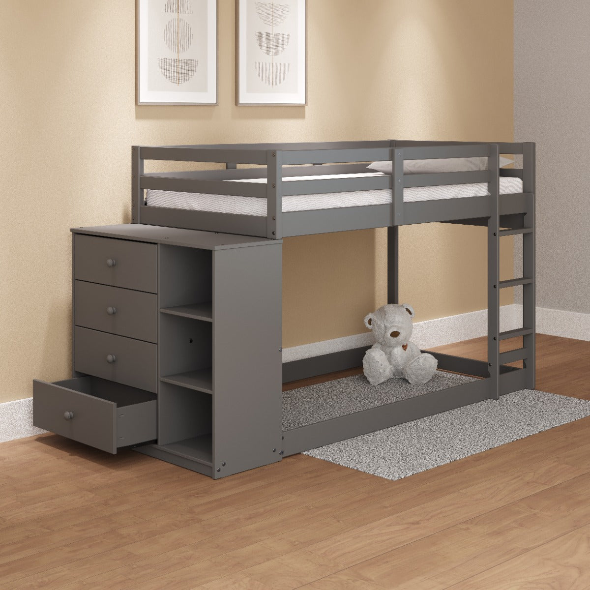 Gaston Bunk Bed (T/T) w/4 Drawers & 3 Compartments
