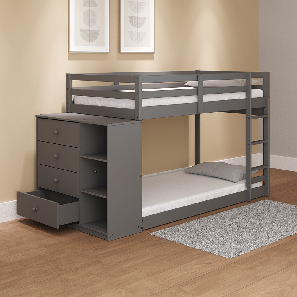 Gaston Bunk Bed (T/T) w/4 Drawers & 3 Compartments
