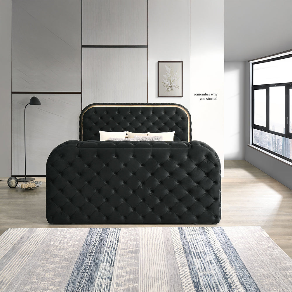 Kana Eastern King Bed w/LED, Fireplace & TV Stand
