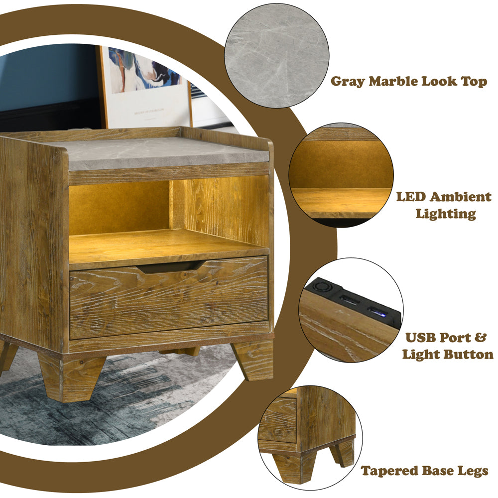 Garcia Nightstand w/LED & USB