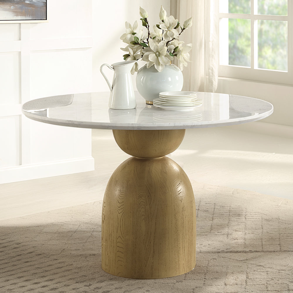 Kala Round Dining Table w/Natrual Marble Top