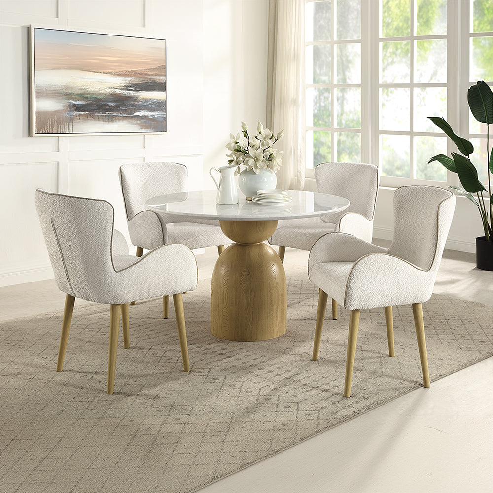 Kala Round Dining Table w/Natrual Marble Top