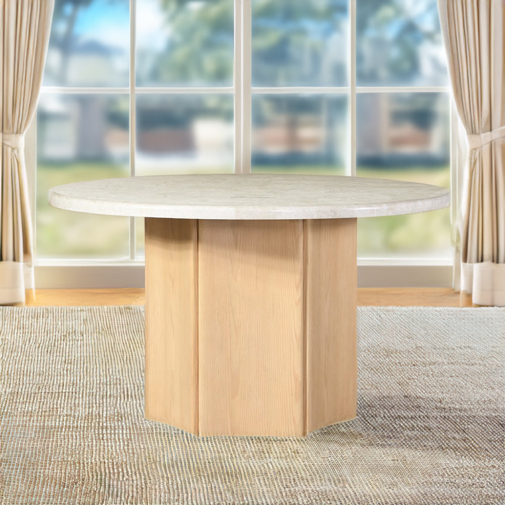 Qwin Round Dining Table w/Natrual Marble Top