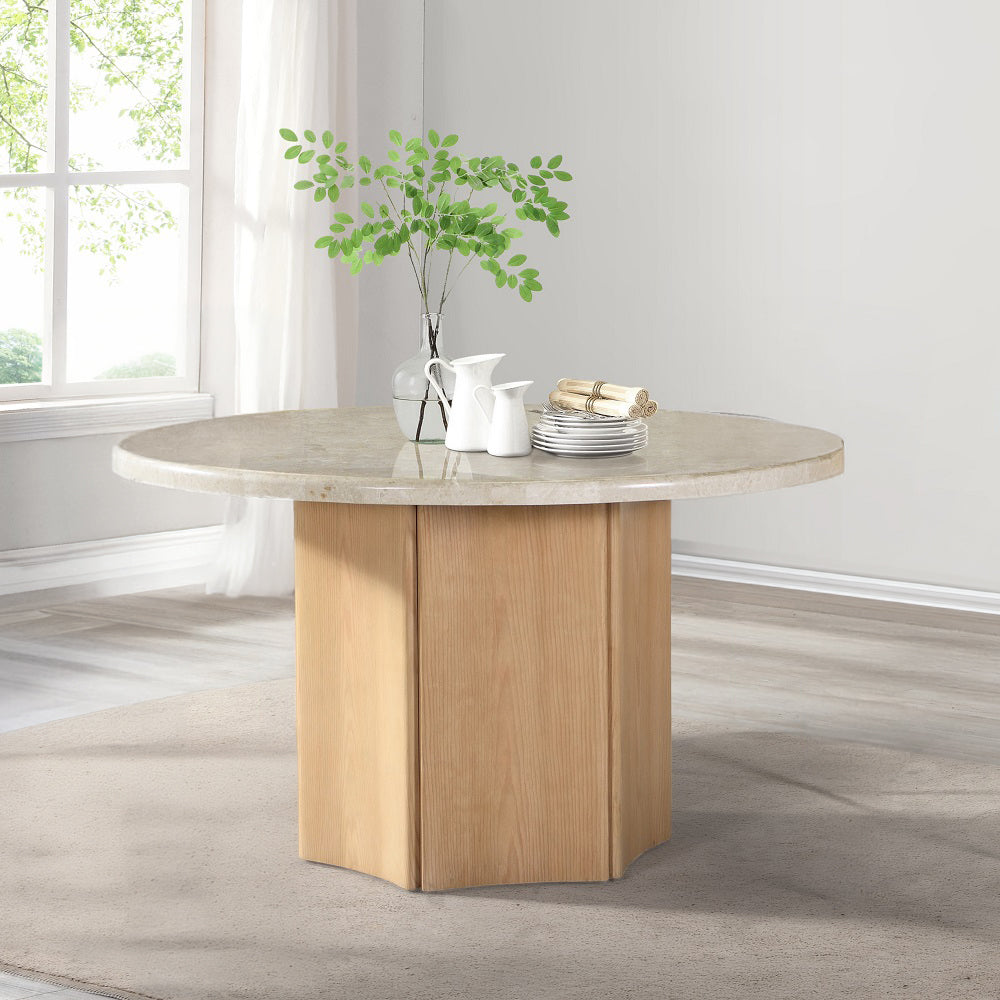 Qwin Round Dining Table w/Natrual Marble Top