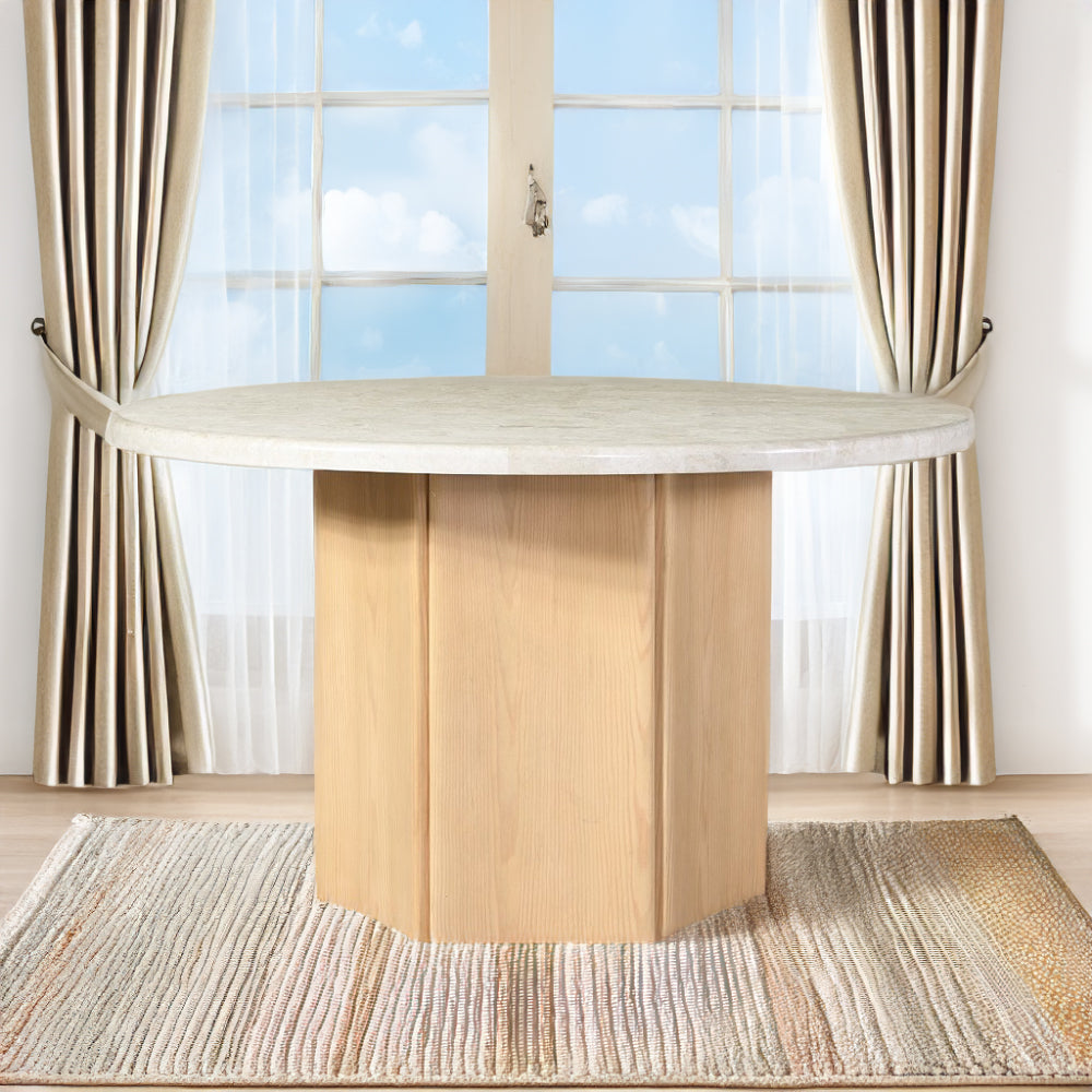Qwin Round Dining Table w/Natrual Marble Top