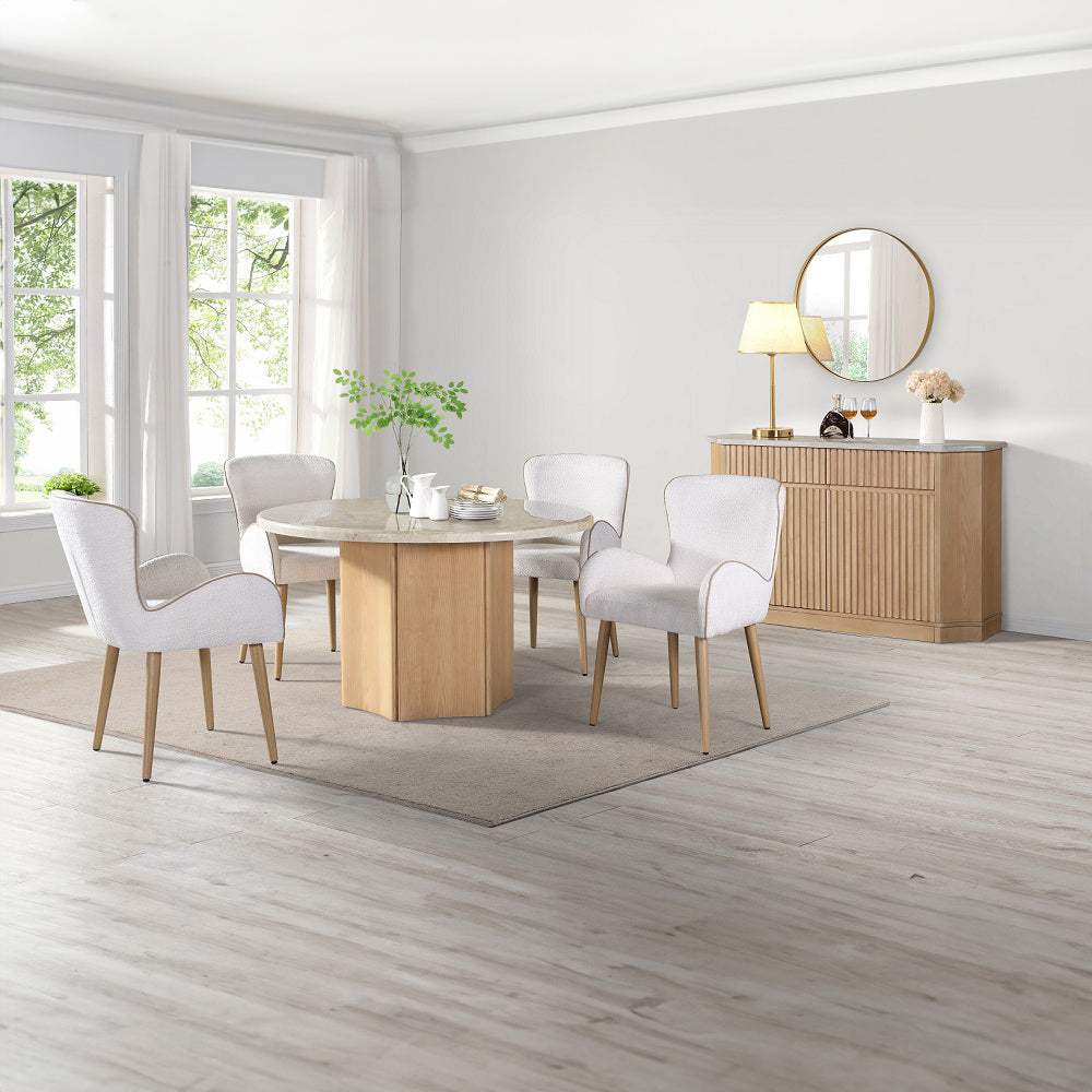 Qwin Round Dining Table w/Natrual Marble Top