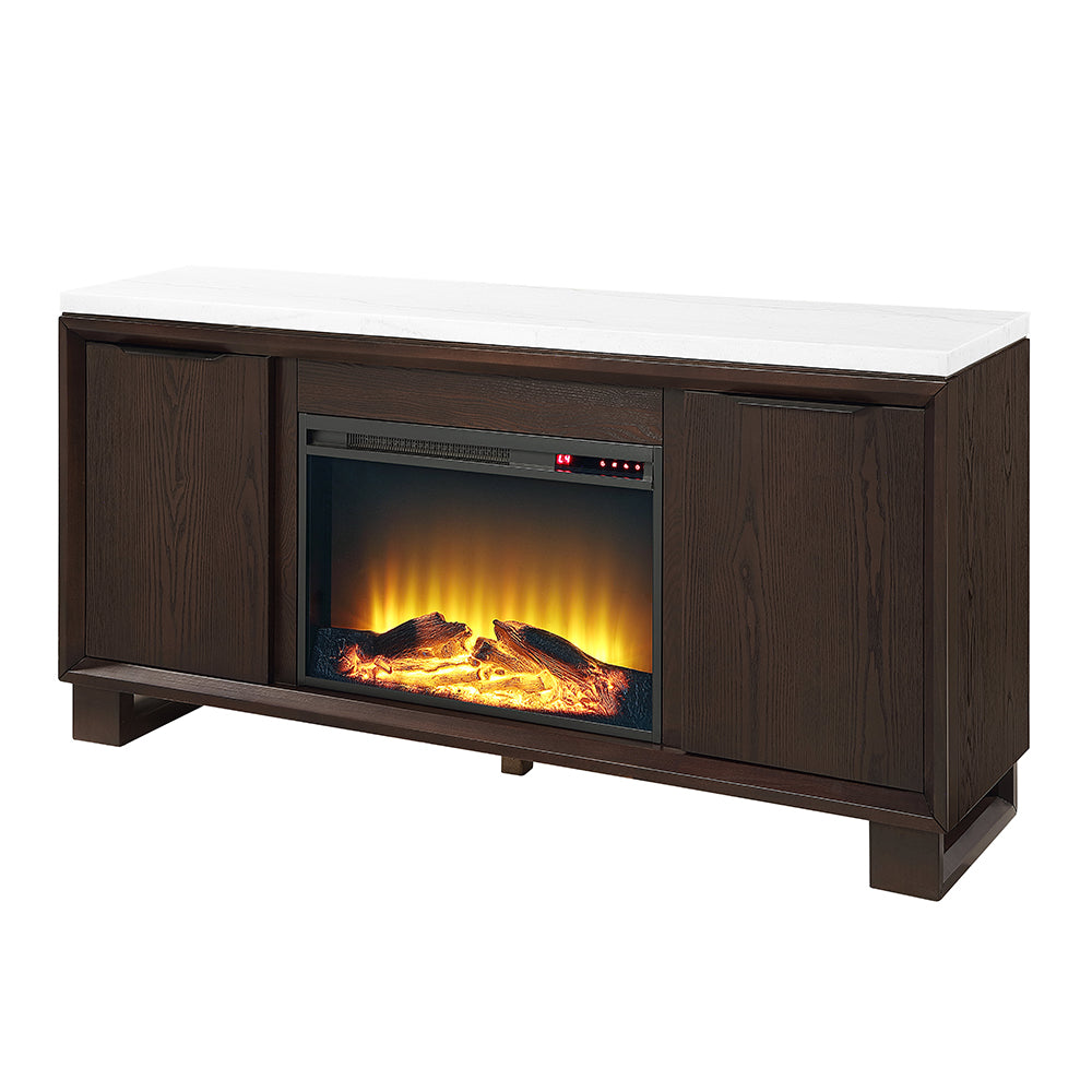 Edwyn Server w/Natural Marble Top & Fireplace
