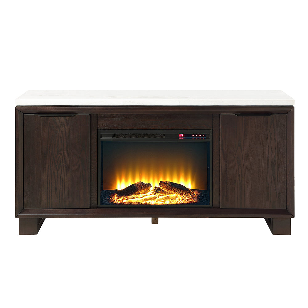 Edwyn Server w/Natural Marble Top & Fireplace