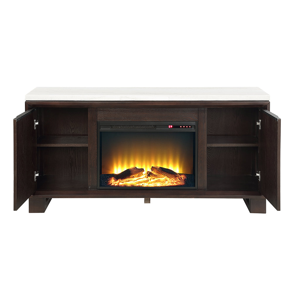 Edwyn Server w/Natural Marble Top & Fireplace
