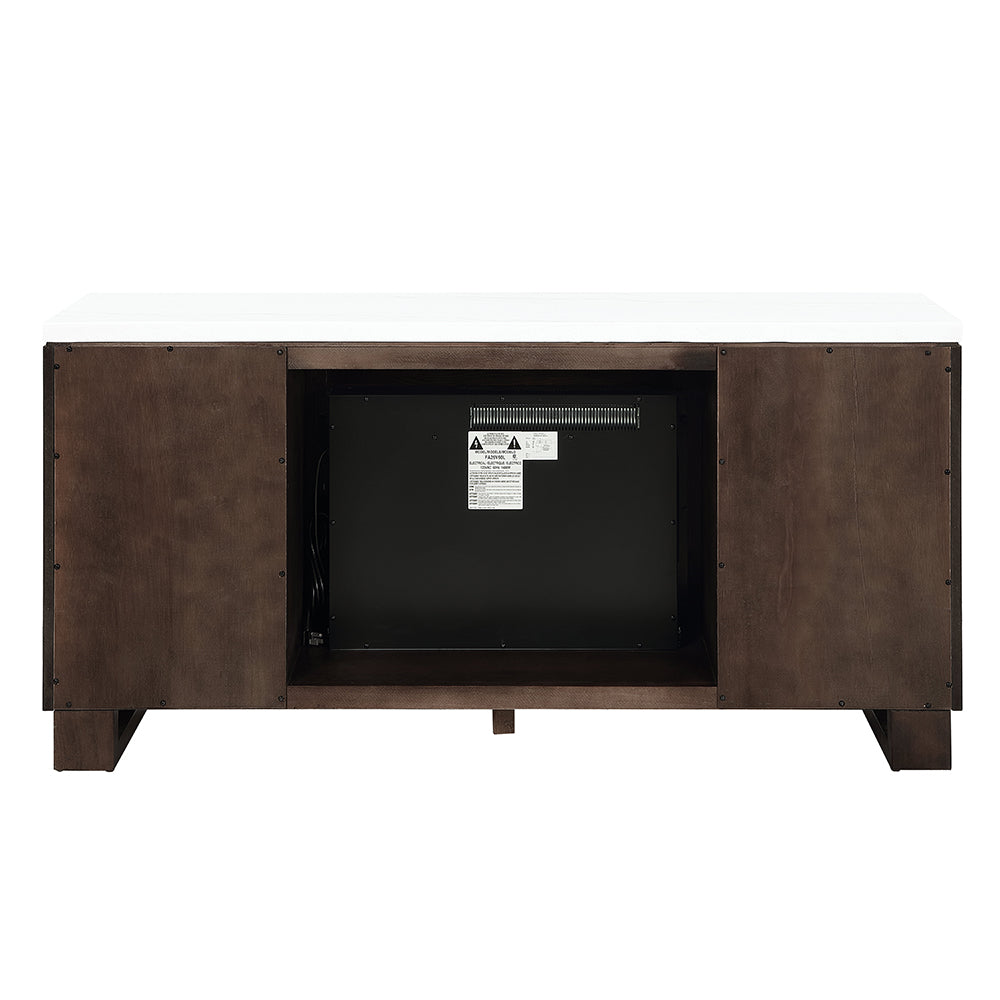 Edwyn Server w/Natural Marble Top & Fireplace