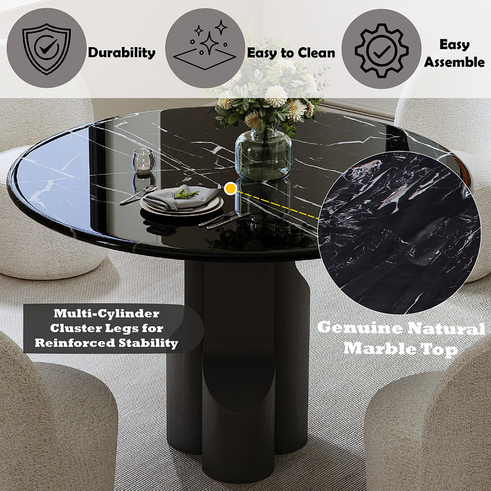 Kinton Round Dining Table w/Natural Marble Top