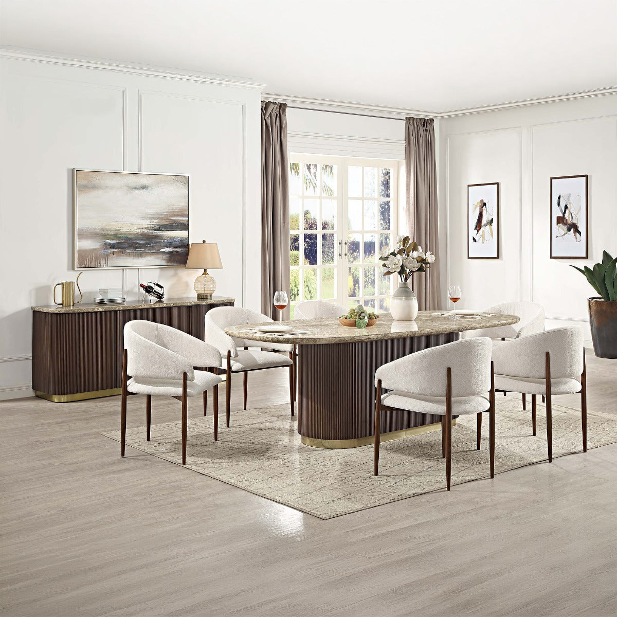 Clayten Dining Table w/Natural Marble Top